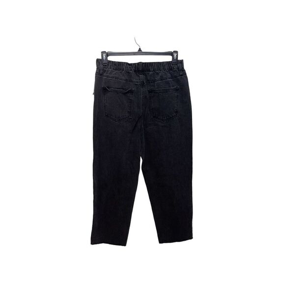 NWT Vanilla Star Jeans Cinch Waist Straight Black Distressed Jeans 13/31 Regular - Picture 2 of 3